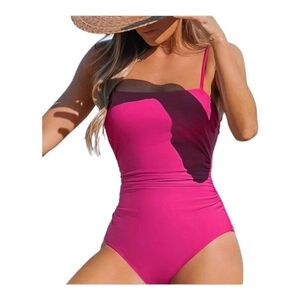 CUPSHE One Piece Suit Square Neck Cutout Back Tummy Control